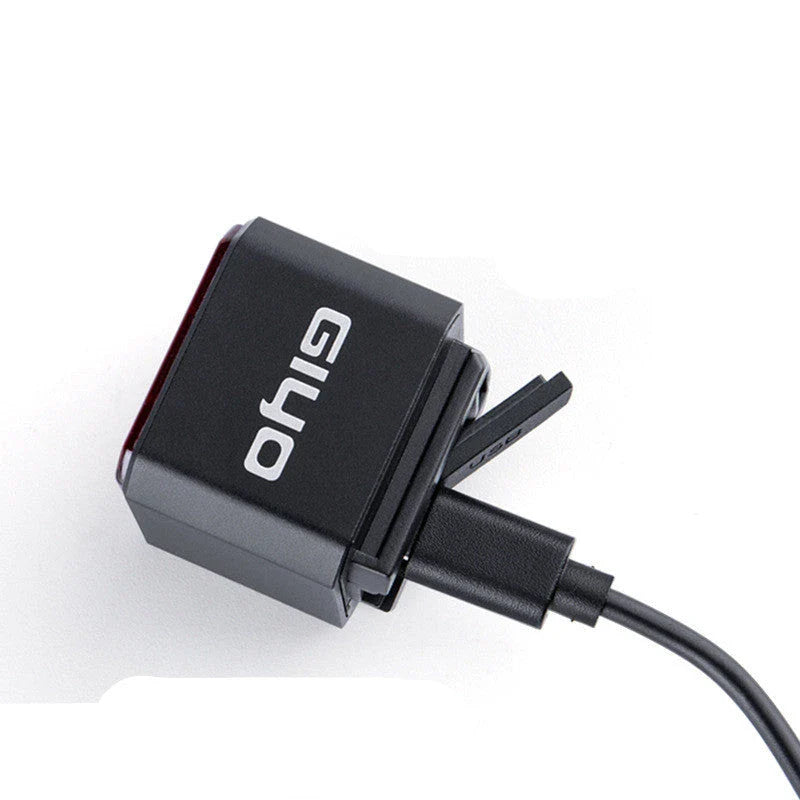 GIYO Bicycle Smart Brake Charging Taillight in black with dual bracket installation