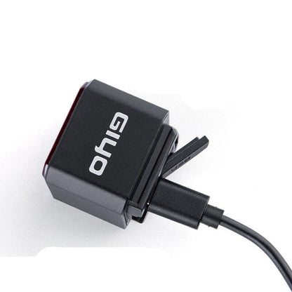 GIYO Bicycle Smart Brake Charging Taillight in black with dual bracket installation
