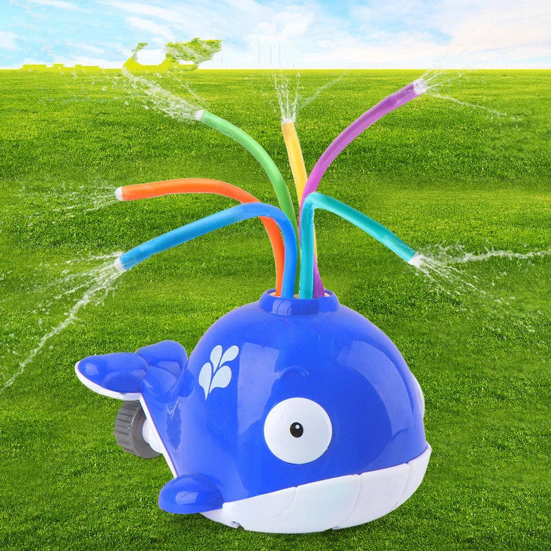 Cartoon sprinkler toy for babies with rotating water spray feature