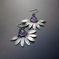 Purple resin zodiac animal earrings with Bohemian retro design on alloy findings