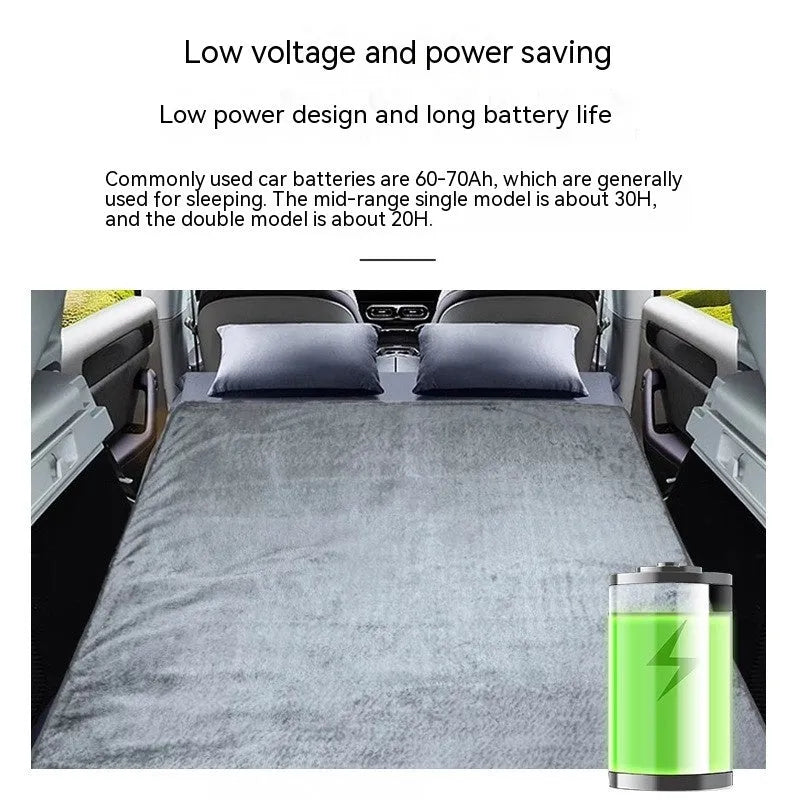Grey 12V car electric blanket with cigarette lighter plug and temperature control for vehicle seats