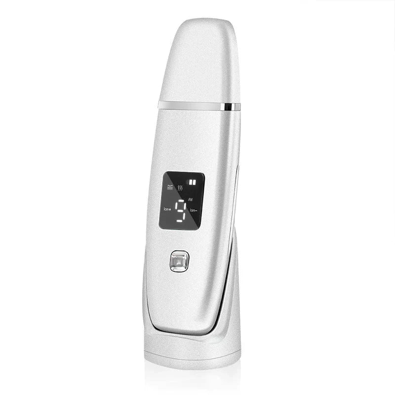 Ultrasonic Vibration Blackhead Remover with LED screen and stainless steel shovel for deep skin cleansing