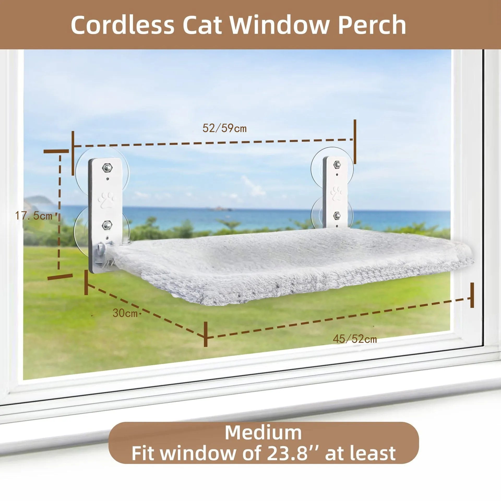 Folding cat hammock with stainless steel frame in large size, gray plush fabric, on a pet bed