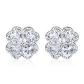 Women's sterling silver heart-shaped earrings with a four-leaf clover design and zircon stones.