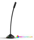 Black wired condenser microphone on an adjustable stand with a detached foam windscreen.