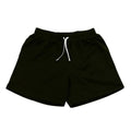 Men's solid colour mesh quick-drying running shorts in black, shown on a hanger.