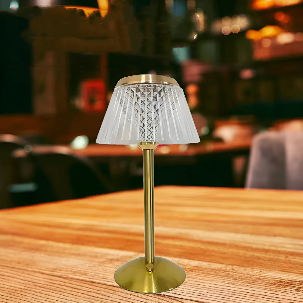 Romantic crystal table lamp with electroplated finish, acrylic shade, USB touch dimmer, three-color light, music and projection feature, 27cm x 12cm