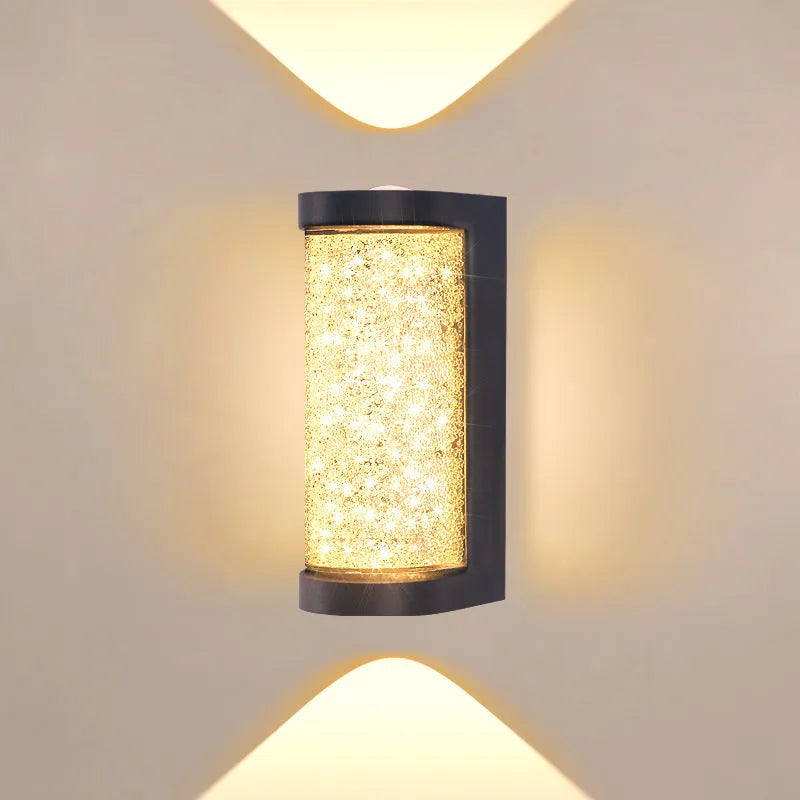 Modern minimalist indoor crystal wall lamp 220V square warm light 3000K on white wall