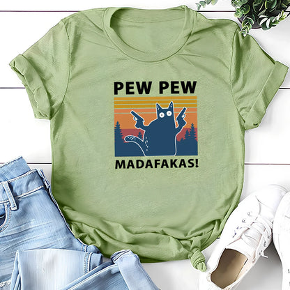 Short sleeve printed Maddakas T-shirt in navy blue, loose fit with round neck and hedging hems, sizes S to XXXL