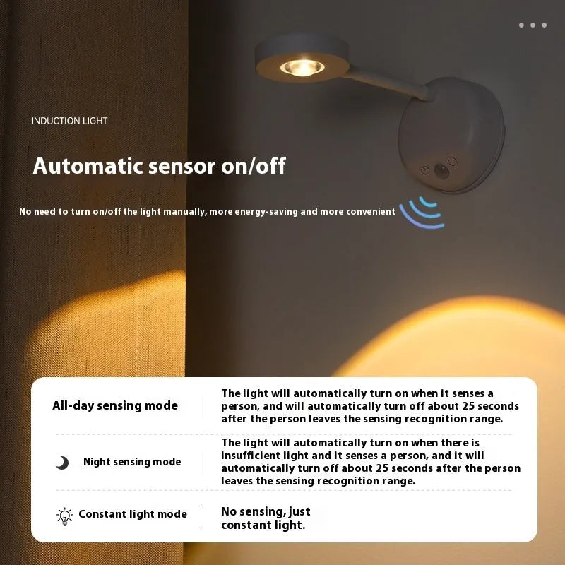 Modern geometric rechargeable wireless wall lamp in white with remote control on a grey wall.