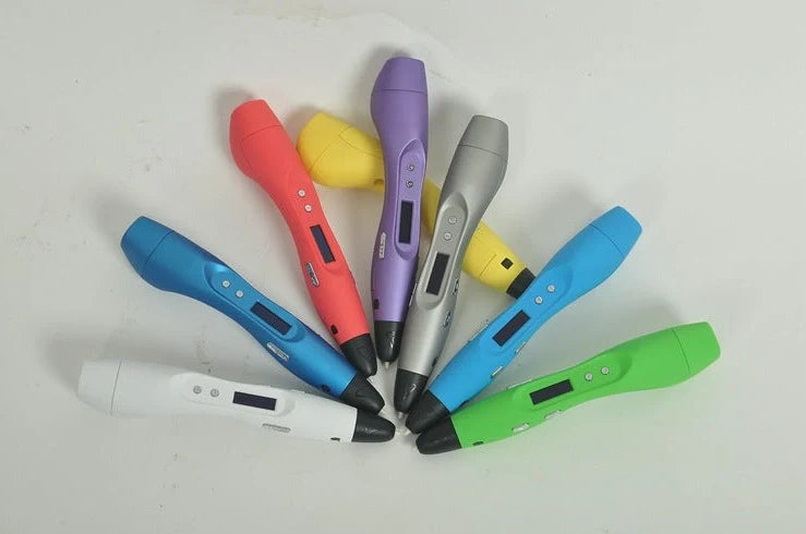 3D printing pen with temperature display showing 60-245°C range and variable speed control for ABS PLA filaments