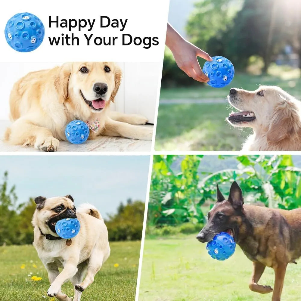 Coloured rubber dog toy ball with a bumpy surface for aggressive chewers and teeth cleaning.