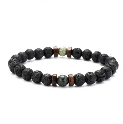 Men's black volcanic stone bracelet with unique stone combinations