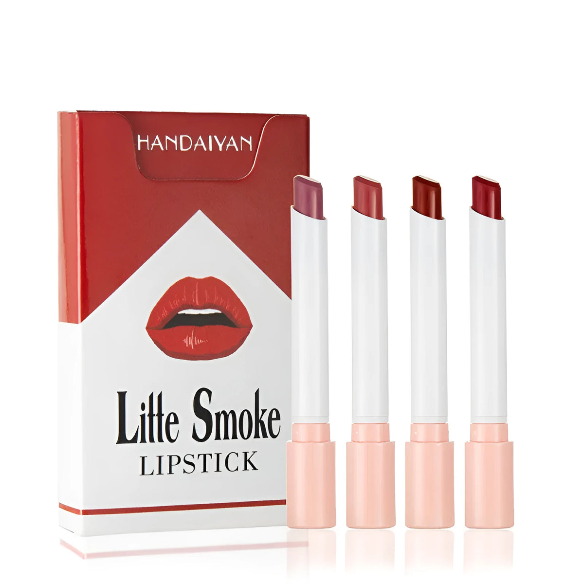 Matte mist lipstick set with four colours in semi suede texture, 10mm×80mm sticks