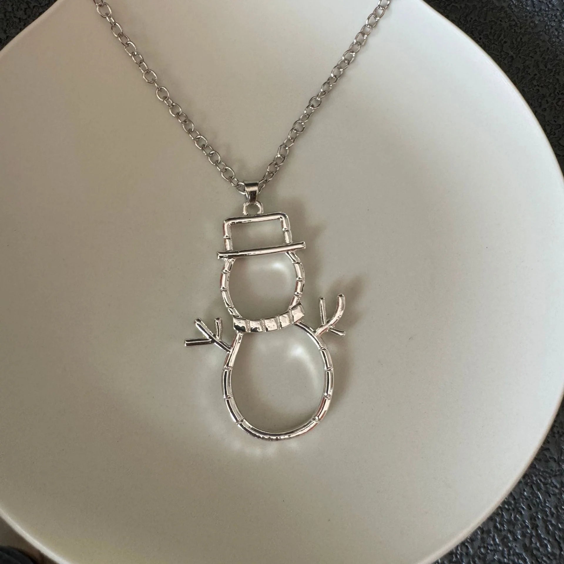 Personalized snowman earrings and pendant necklace for women, festive Christmas jewelry