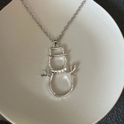 Personalized snowman earrings and pendant necklace for women, festive Christmas jewelry