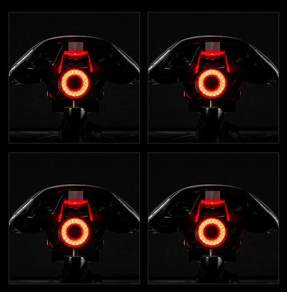 Smart auto brake sensing bicycle light with IPx6 waterproof rating and USB charging