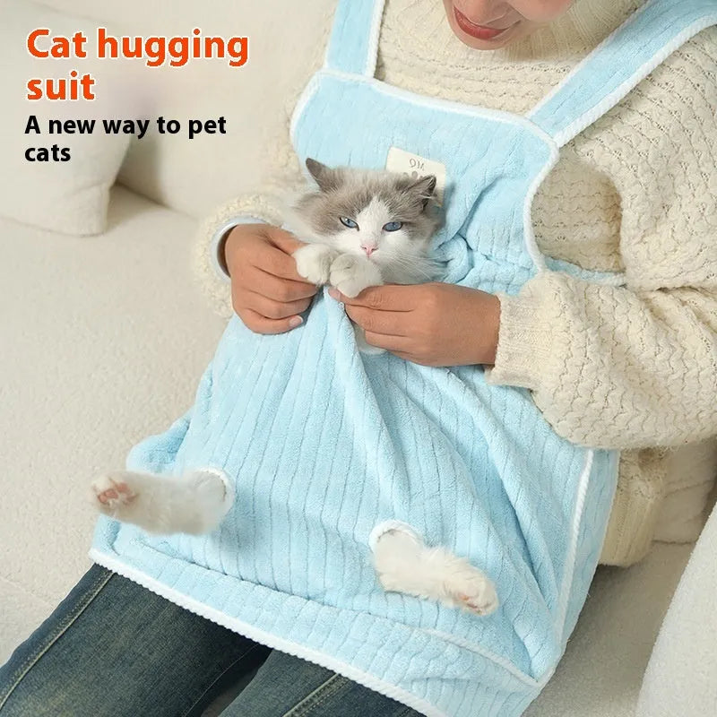 Cloth cat petting apron available in multiple colours with optional hole perforations