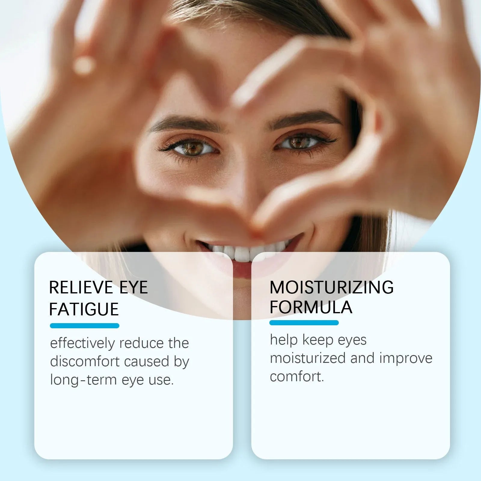 Bottle of moisturising eye drops with mint leaf extract and sodium hyaluronate