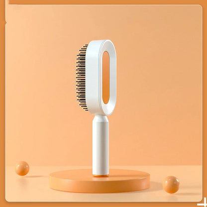 3D Air Cushion Hair Brush in elegant white, showcasing wide comb teeth and ergonomic handle