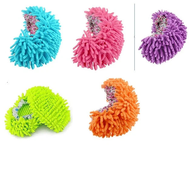 Chenille mop slippers in various colours for easy home cleaning
