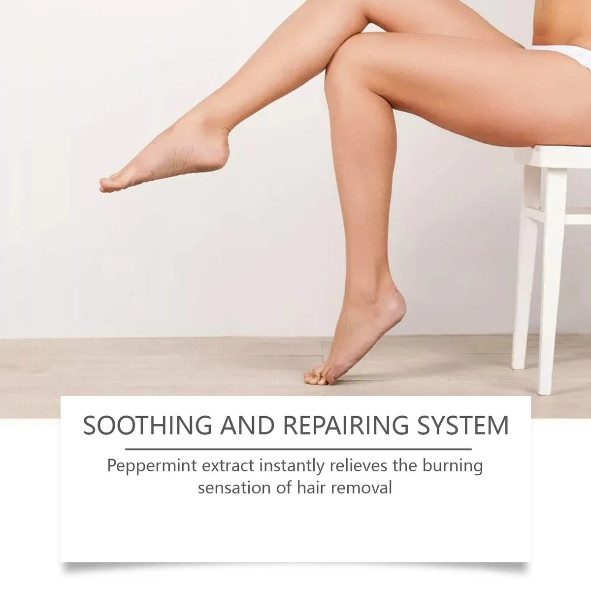 60ml bottle of hair removal treatment softening oil with aconite, mint and lemon extracts
