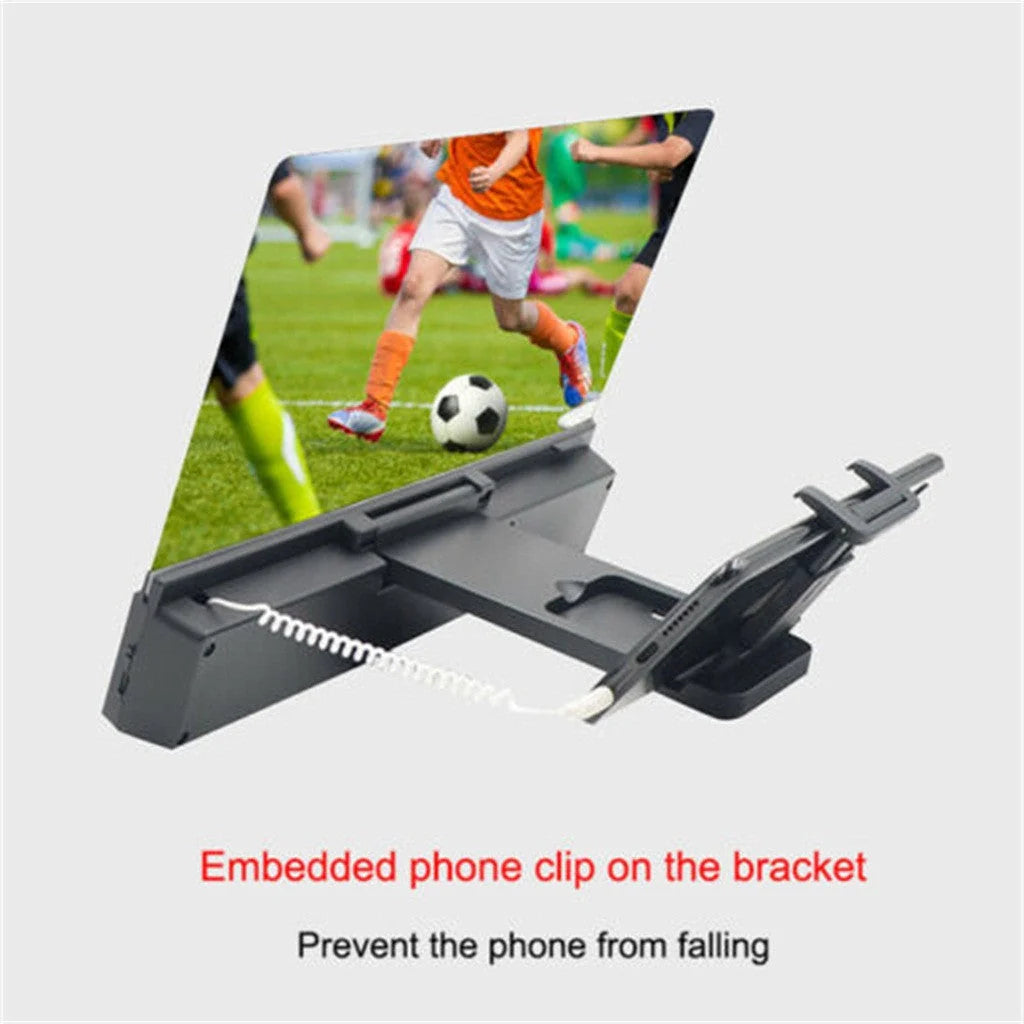 12-inch mobile phone screen amplifier with audio support, adjustable gooseneck stand