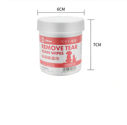 Cat tear stain removal wipes in container with gentle cleaning formula for eyes ears teeth