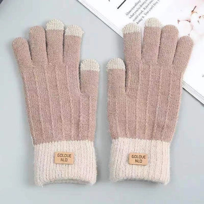 Winter mittens with embroidered stripes in various colours for warmth and style
