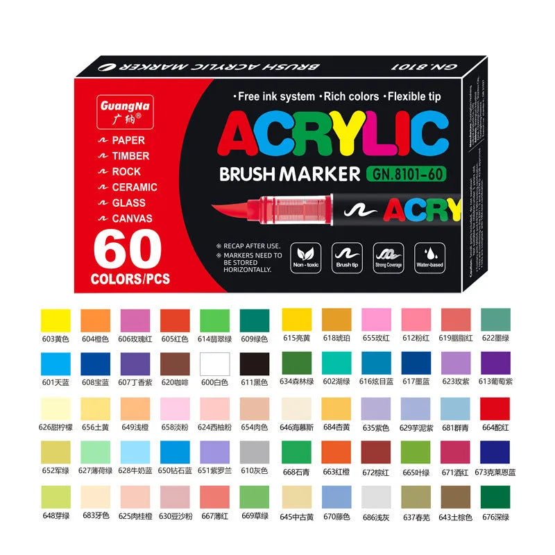 Set of straight liquid acrylic marker pens for hand painting and graffiti art in multiple colour set options.