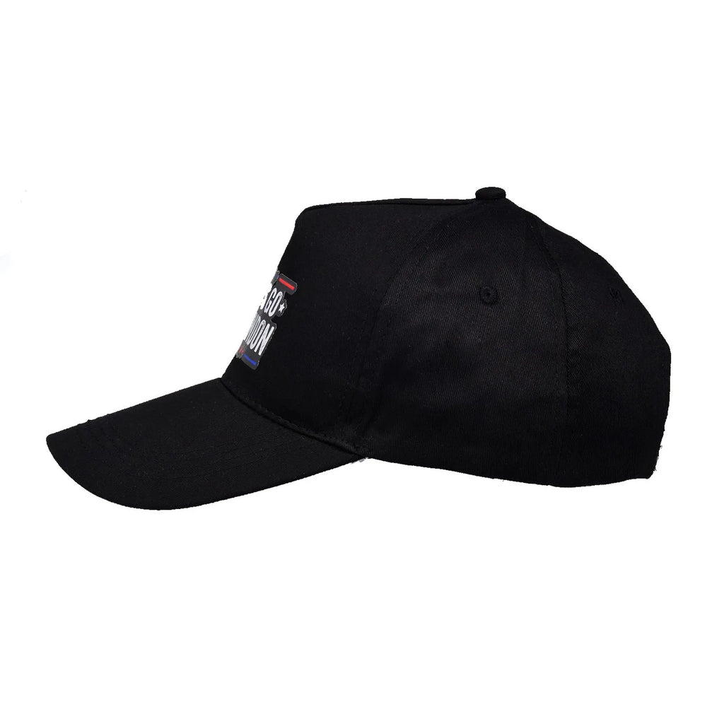 Classic adult baseball cap in black cotton with adjustable strap and 8cm brim