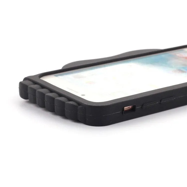 Black silica gel phone case with chain for iPhone X, luxury slant design and gum dropping texture