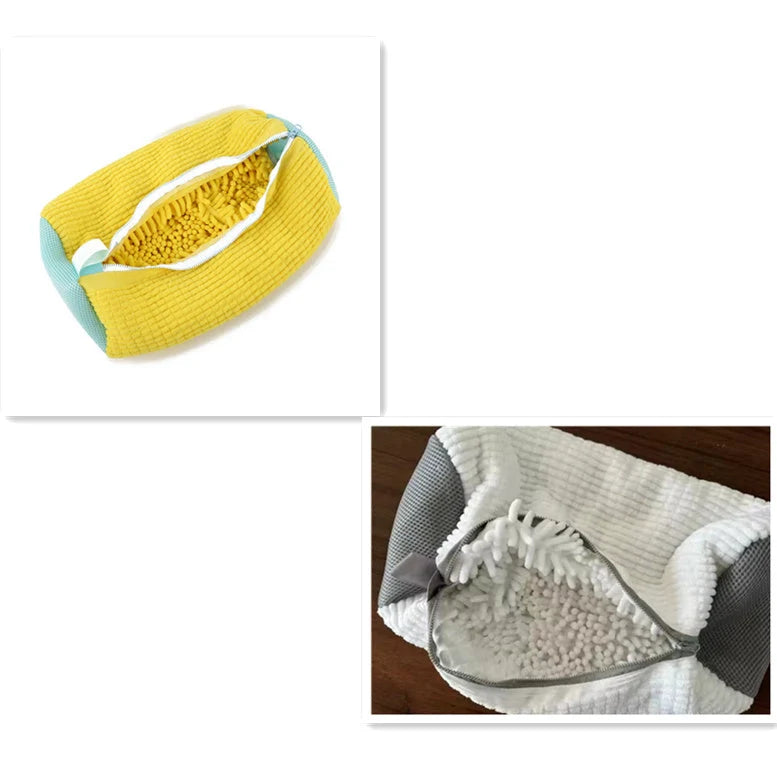 Reusable shoe wash bag with auto-lock zipper for washing machine cleaning