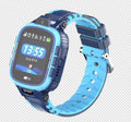 Children's GPS smart watch in pink with touch screen and camera on child's wrist