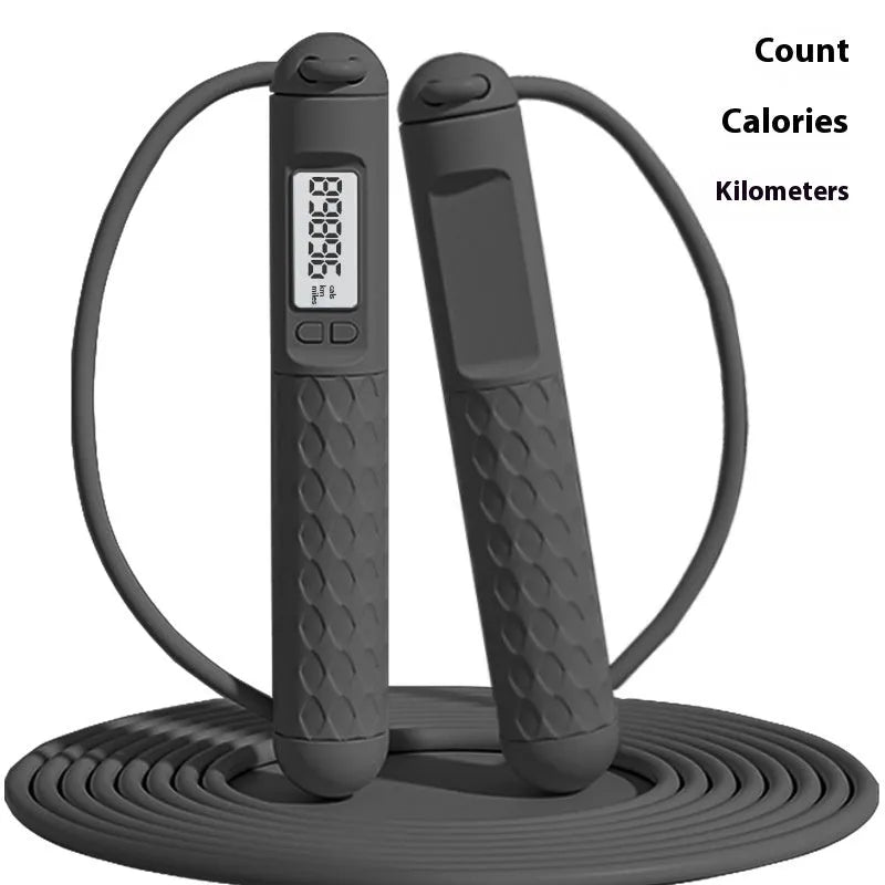 Fitness skipping rope with bearings and ABS handles for fat reduction workouts in multiple colour options