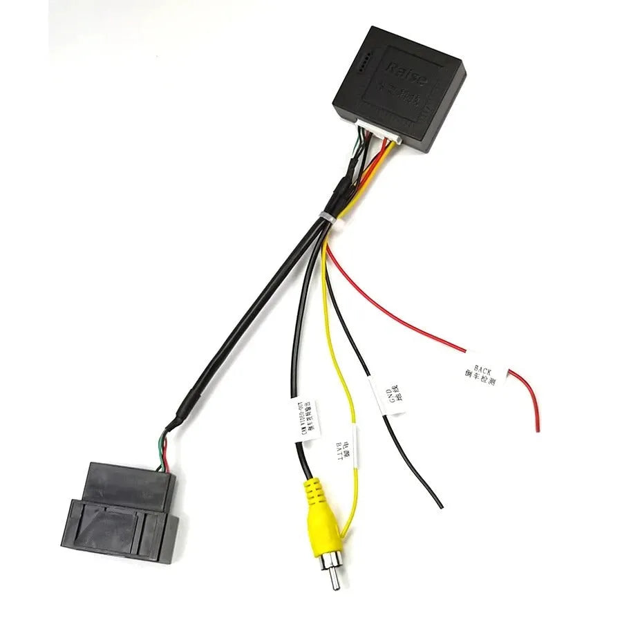 Black car camera conversion box for MIB systems in Volkswagen and Skoda vehicles