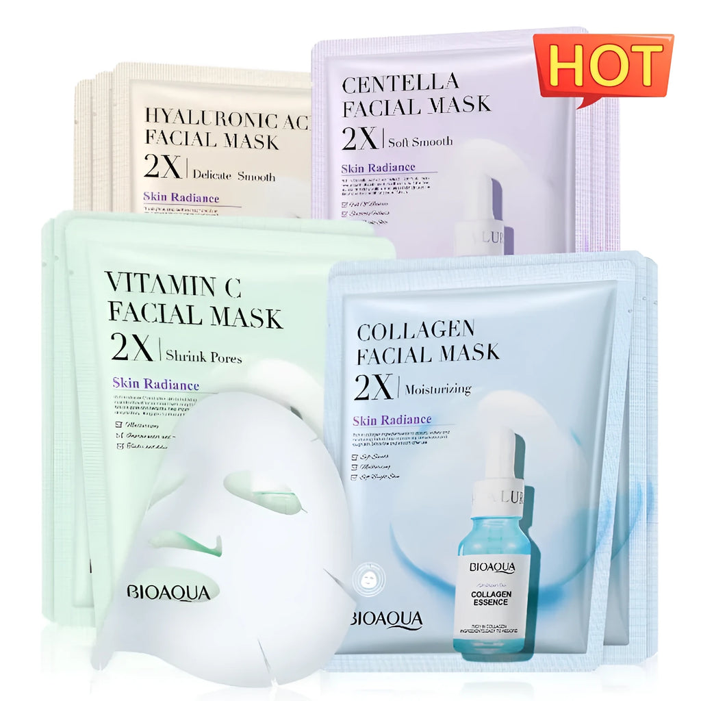 Single pack of a 30g collagen facial sheet mask on a white background