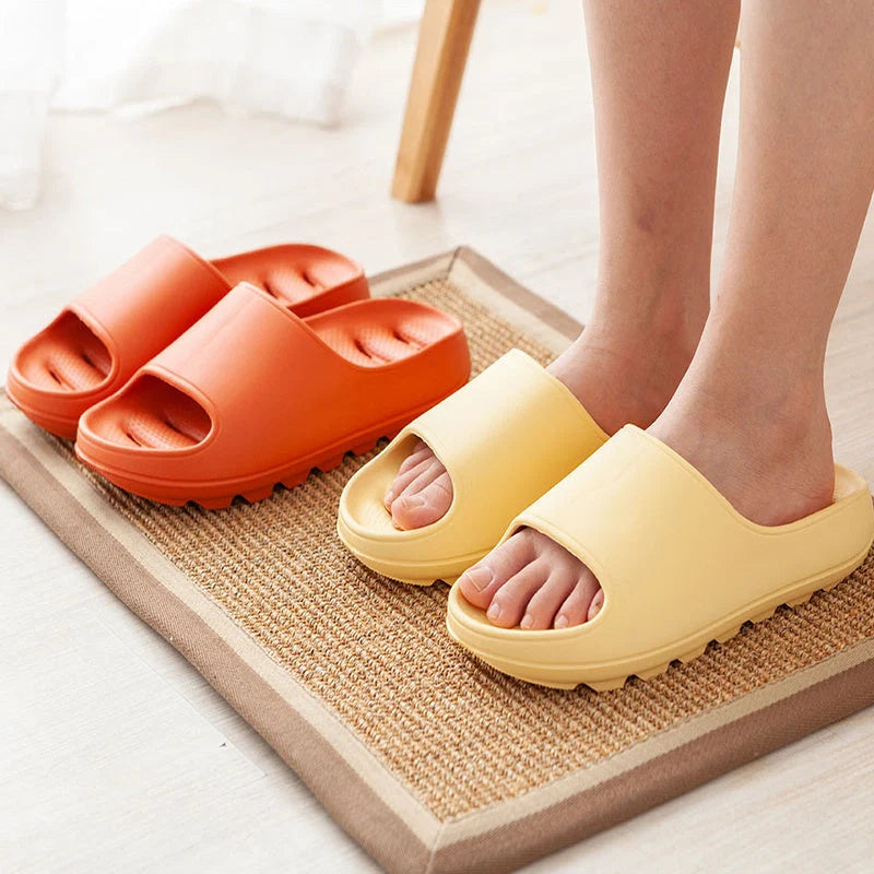Thick-soled EVA slippers in various colours for home and bathroom use