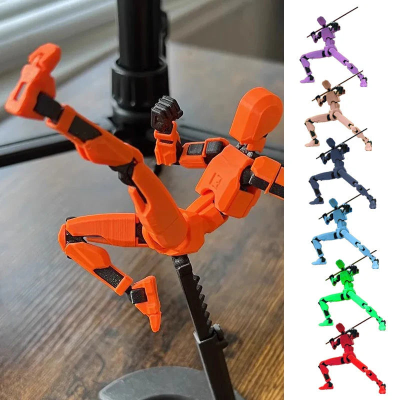 Customizable 3D printed robot mannequin with posable joints for creative expression, illustration, desk decor, and unique gifting.