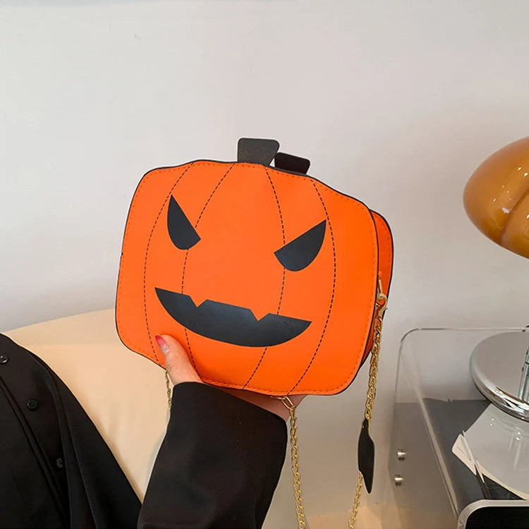 Halloween Cartoon Pumpkin Shoulder Bag in various colours with chain strap