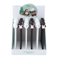 Korean cartoon penguin silicone gel pen with 0.5mm black refill in peacock blue and black colours
