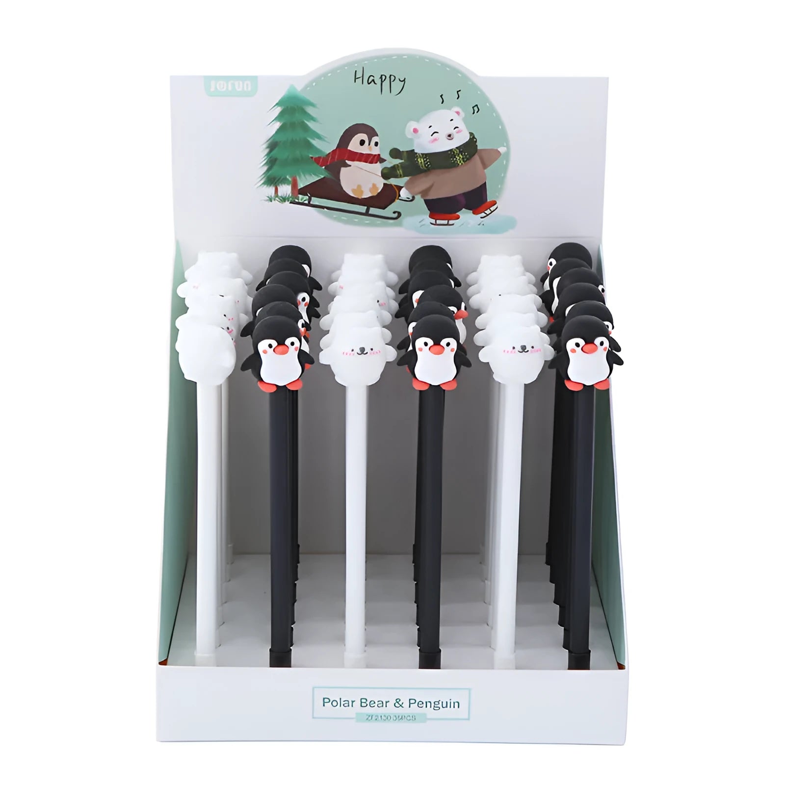 Korean cartoon penguin silicone gel pen with 0.5mm black refill in peacock blue and black colours