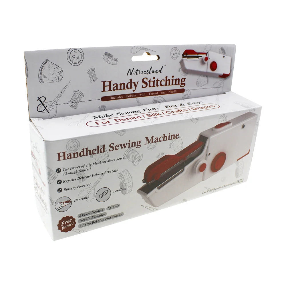 Portable mini hand sewing machine in various colours for quick fabric repairs