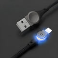 Black 1m data cable with 180° rotating zinc alloy connector compatible with Apple and Android devices