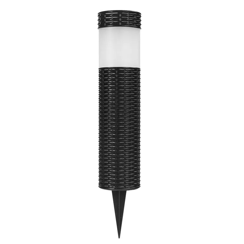 Solar-powered outdoor decorative garden light with abstract design and simulated flame effect