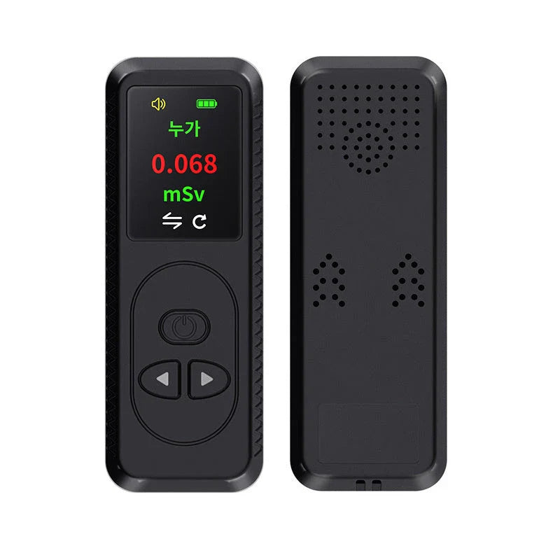 Portable Geiger counter nuclear radiation detector with TFT color display, measures X, gamma, and beta radiation levels