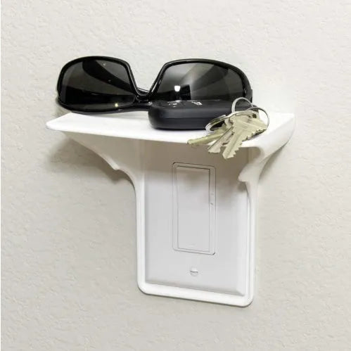White plastic wall-mounted socket rack organiser for workshop tools, dimensions 14cm by 10cm by 15cm.