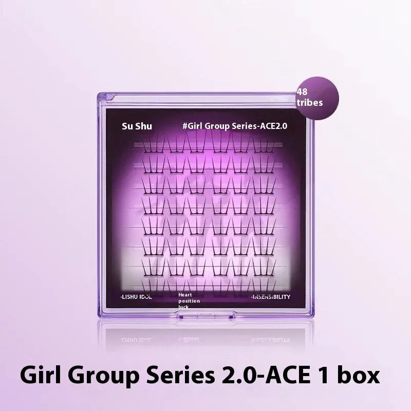 Reusable false eyelash stickers with 48 artificial fibre clusters including glue and tweezers