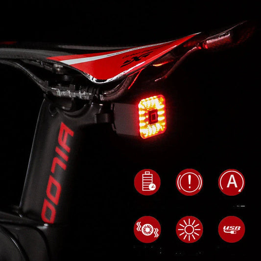 GIYO Bicycle Smart Brake Charging Taillight in black with dual bracket installation
