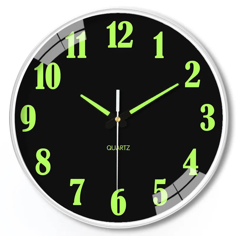 20cm diameter luminous modern wall clock with plastic construction in multiple colour options